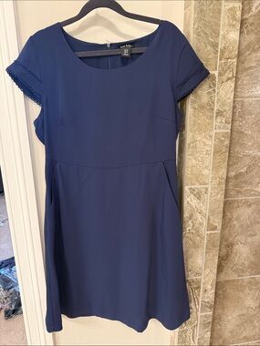 Nichole Miller Navy Short-Sleeve A-Line Mini Dress